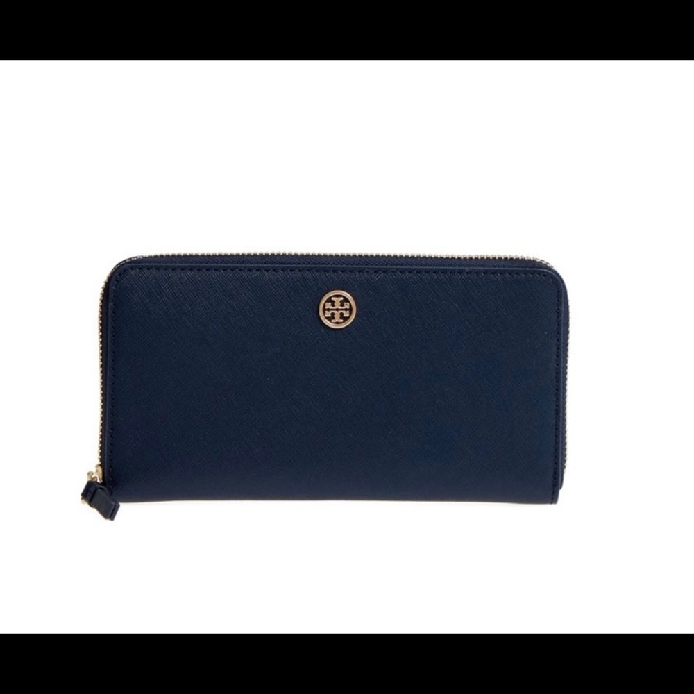 Tory Burch Continental Zip wallet -Navy Blue